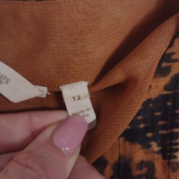 Soft Surroundings Venetian Midi Dress orange black zip top 3/4 sleeve fall 12 - Picture 5 of 12